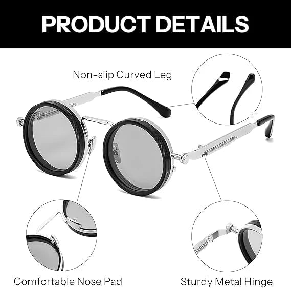 Adjustable Sunglasses Fishing Eyewear for Home Adjustable Brightness Outdoor 1-9 Gears Adjustable Traveling Style Sporting Goods Goggles Rounded Polarized Glasses