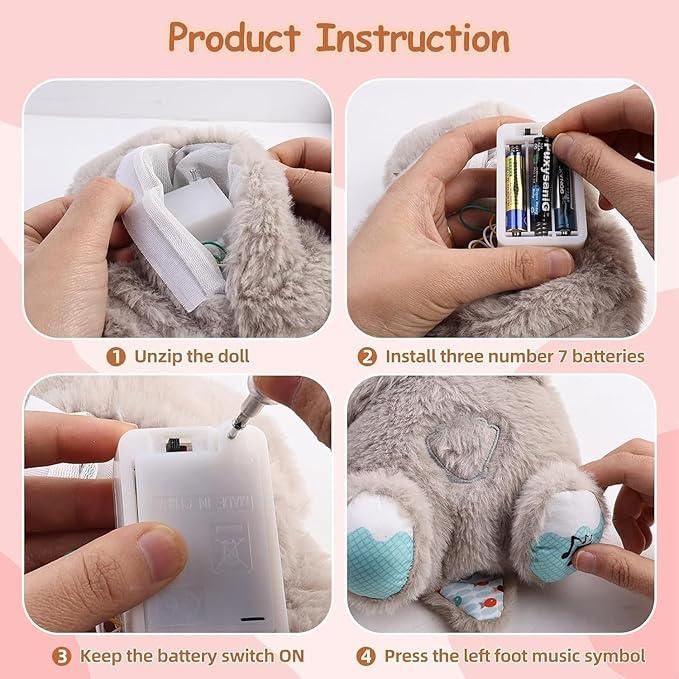 Breathing Teddy Bear with Soothing Music, Comfort Plush - Vistora